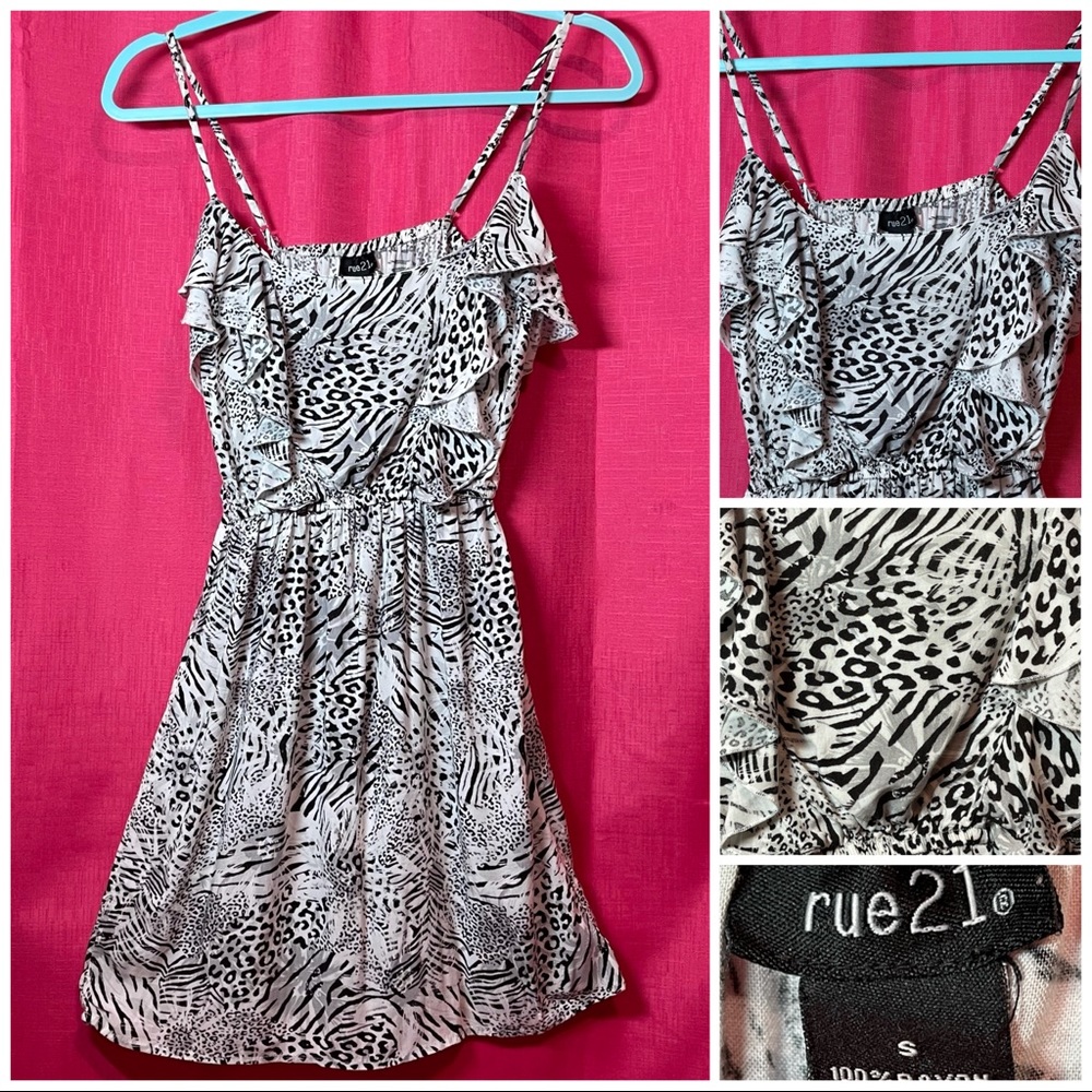 RUE21 LEOPARD & ZEBRA SUN DRESS SIZE S